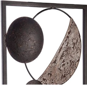 Dekoracja ścienna w ramce, metalowa, 25 x 61 cm, etniczne koła