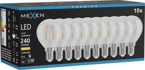 Mexen Vintis 10x żarówka filament LED E14, G45, 2W, Ciepła - 2700K, 240 lm, clear - L156-E14-0227-00x10