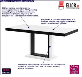Rozkładany stół wysoki połysk biało czarny - Muldi 2X