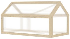 Outsunny Mini-Szklarnia, Kompaktowy Dom dla Roślin z Drewna, Polikarbonatowe Płyty, Otwór Wentylacyjny, 90Dł x 52Sz x 49,5W cm, Natur