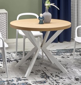 Okrągły rozkładany stół do jadalni Peroni dąb złoty / biały