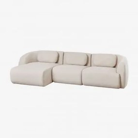 Sofa Modułowa Coquette 3-częściowa Z Szenili Z Lewą Leżanką Tkaniny Szenil Kremowa - Sklum