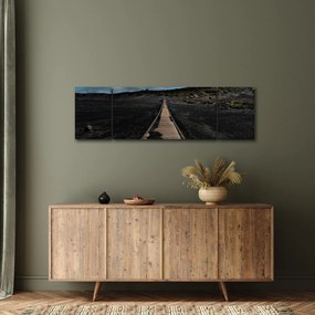 Obraz drewnianej ścieżki o zmierzchu (170x50 cm)