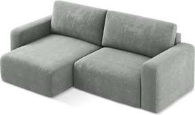 Szary rozkładany/ze schowkiem narożnik z tkaniny szenilowej (lewostronny/z szezlongiem) Kona – Makamii