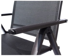 Czarno-ciemnoszary metalowy składany leżak ogrodowy London – Sun Garden