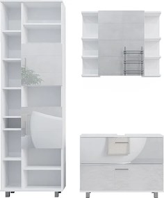 Zestaw mebli łazienkowych biały wysoki połysk 80.2x33x60.8 ilias