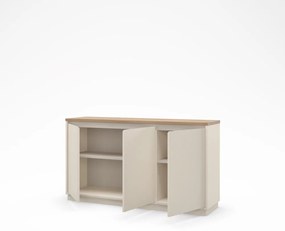 Beżowa komoda w dekorze dębu 152x84x40 cm Loreta – Marckeric