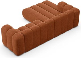 Ceglasty narożnik z tkaniny szenilowej (lewostronny/z szezlongiem) Lupine – Micadoni