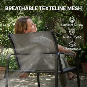 Outsunny Zestaw Mebli Ogrodowych dla 4 Osób Oddychająca Sofa Ogrodowa z 2-osobową Ławką, 2 Krzesłami, Okrągłym Stołem i Regulowanymi Nóżkami | Aosom PL