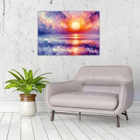 Obraz na szkle - Kolorowy artystyczny zachód słońca (70x50 cm)