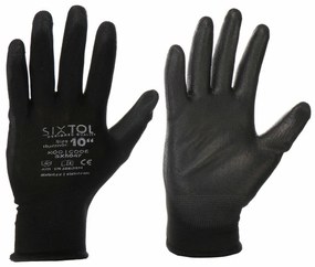 Rękawice robocze Sixtol GLOVE PE-PU 10 czarne,rozmiar 10"