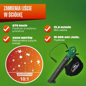 Elektryczny odkurzacz do liści wolf, 3 w 1 Gardebruk
