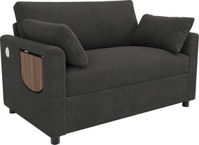 Rozkładana sofa rozkładana - 134 x 82 x 84 cm - z portem USB + składany stolik + materac + 2 prześcieradła i 2 poduszki - aksamit - szary