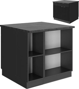 Wyspa kuchenna czarne paski 90x60x82 fame-line