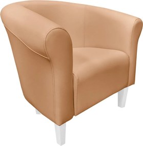 Fotel Milo tkanina Eko-skóra elegancki fotel do salonu i gabinetu : Kolor nogi - Biała, Kolor tkaniny - EKO-SKÓRA - 14D, Wysokość nogi - 15 cm