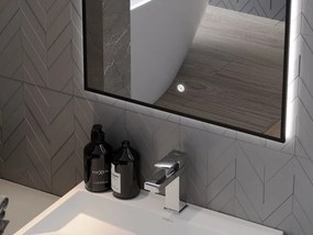 Mexen Erma lustro łazienkowe podświetlane 100 x 80 cm, LED 6000K, antypara, rama czarna - 9814-100-080-611-70