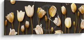 Obraz - Tulipany - abstrakcja (z zegarem) (90x30 cm)