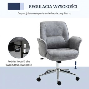 HOMCOM Krzesło biurowe fotel biurowy obrotowy regulowany mikrofibra pianka szary | Aosom PL