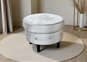 Tapicerowany okrągły podnóżek 53 cm z pikowaniem