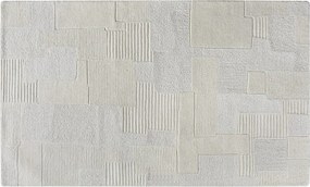 Dywan z wypukłym wzorem ręcznie tkany 100% wełny - 160 x 230 cm - 1800g/m2 - Kość słoniowa - AURORA