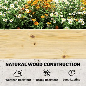 Outsunny Podwyższone grządki z kratką drewniana skrzynia na rośliny z 3 kratkami przegrodą i otwartym dnem 240 x 125 x 102 cm drewno naturalne | Aosom PL