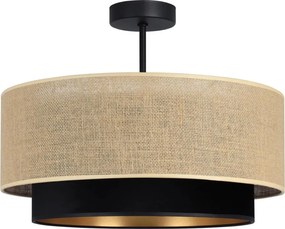 Przysufitowy żyrandol SARTA 1xE27/60W/230V śr. 45 cm czarny/juta