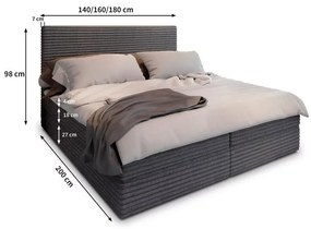 Tapicerowane łóżko kontynentalne ISPIRA 140x200 cm kremowe Materac: Materac sprężynowy Bonell