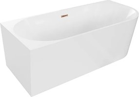 Mexen Mia wanna wolnostojąca narożna lewa 150 x 75 cm, biała, przelew różowe złoto - 52691507500L-60