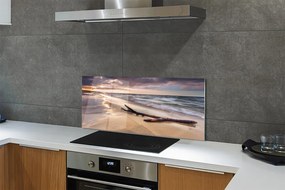 Panel Szklany Gdańsk Plaża morze zachód słońca
