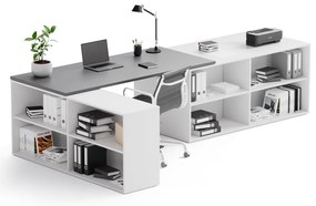 Biurko z przestrzenią do przechowywania BLOCK B02, biały/grafit