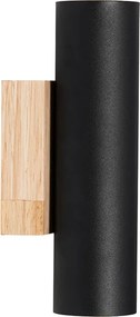 Nowoczesna lampa ścienna czarna z drewnem 2 światła - Jeana