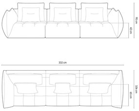 Czerwona sofa 332 cm Bloom – Micadoni Home