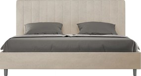 Łóżko wyposażone w stelaż z listwami z pojemnikiem tapicerowane 180x190 microfibra szary Agueda