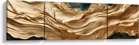 Obraz - Zielona abstrakcja ze złotem II. (170x50 cm)