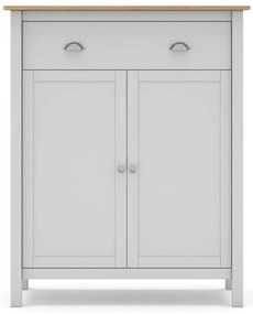Biało-naturalna wysoka komoda z drewna sosnowego 90x110 cm Misti – Marckeric