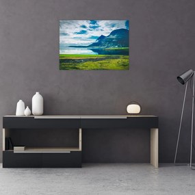 Obraz jeziora z górami (70x50 cm)