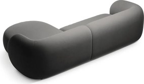 Ciemnoszary aksamitny narożnik (prawostronny/z szezlongiem) Kate – Micadoni