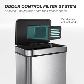 HOMCOM Kosz na śmieci 50L z czujnikiem, automatyczna pokrywa, stal nierdzewna, wielofunkcyjny, srebrny | Aosom PL