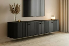 Szafka RTV wisząca Vesper 4D 187 cm - czarny / czarne uchwyty