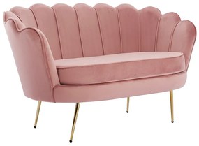 Kanapa 2 osobowa i fotel muszla z różowego weluru - DANDELION