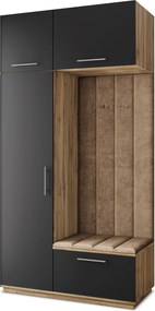 Masseno Garderoba REMA 120/240/60 cm Nowoczesna Szafa do Przedpokoju Dąb wotan, MONOLITH 09 (Beżowy)