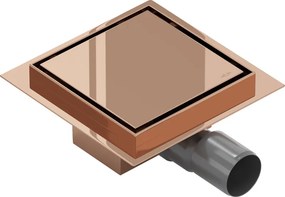 Mexen Flat-Q M13 wpust podłogowy kwadratowy 12 x 12 cm, różowe złoto - 1610012
