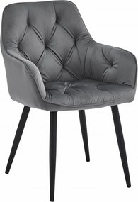 Eleganckie szare krzesło welurowe pikowane W6-L04
