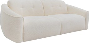 Kanapa 4-osobowa typu express z białej tkaniny z bukli - Powierzchnia spania 160 cm - Materac 13 cm memory foam ASUFA