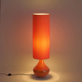 Lampa podłogowa retro pomarańczowa z abażurem z tkaniny - Mina