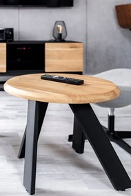 Designerski stolik z litym blatem drewnianym Walk