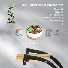 Outsunny Stojak na Rośliny z 4 Półkami Lite Drewno Odporny na Warunki Atmosferyczne Czarny Naturalny 46x25x91cm | Aosom PL