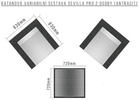 Rattanowy zestaw zmienny SEVILLA dla 2 osób (antracyt)