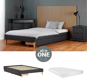 Tapicerowane łóżko 145x32x210 cm szare