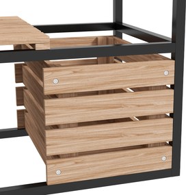 Outsunny Skrzynka na Kwiaty Podwyższony Grząd, Odporny na Warunki Atmosferyczne, 3 Skrzynki do Sadzenia, 83 cm x 39 cm x 100 cm, Naturalny + Czarny